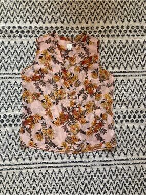 a new day Pink Floral Sleeveless Button-Front Top